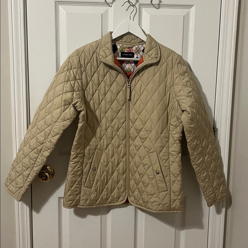 Land’s End Quilted Tan Jacket Size 6/8